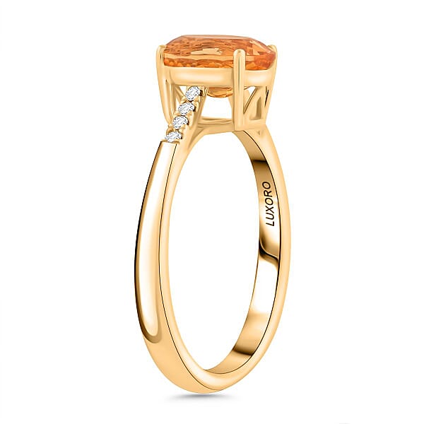 Shop Lc Certified & Appraised Luxoro 10K Yellow Gold AAA Imperial Topaz And G-H I2 Diamond Ring 2.15 Ctw
