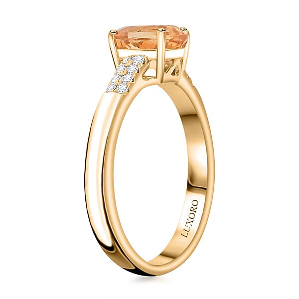 Shop Lc Certified & Appraised Luxoro 10K Yellow Gold AAA Imperial Topaz And G-H I2 Diamond Ring 1.55 Ctw
