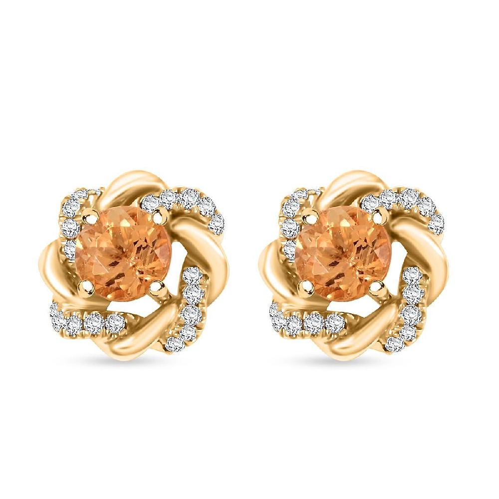 shop lc Certified & Appraised Luxoro 10K Yellow Gold AAA Imperial Topaz and I2 Diamond Earrings 1.35 ctw