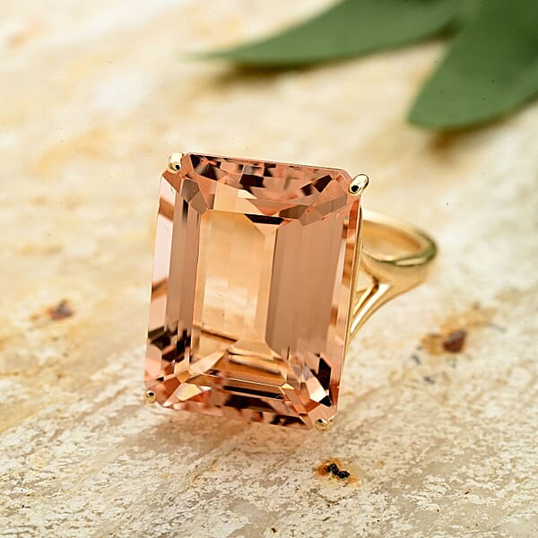 Shop Lc Certified & Appraised Luxoro 10K Yellow Gold AAA Marropino Morganite Solitaire Ring 10.50 Ctw
