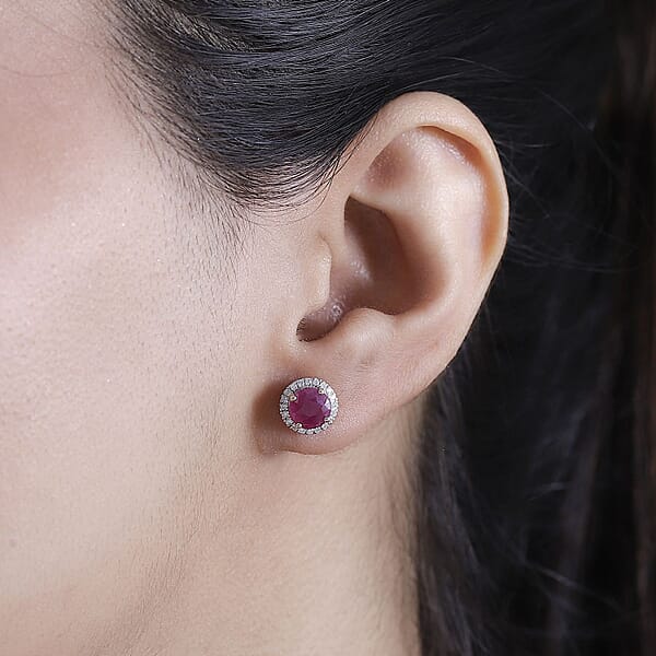 Shop Lc Certified & Appraised Luxoro 10K Yellow Gold AAA Montepuez Ruby Diamond (I2) (0.22 Cts) Earrings 2.40 Ctw