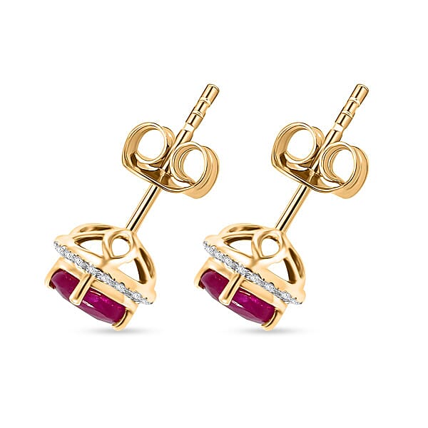 Shop Lc Certified & Appraised Luxoro 10K Yellow Gold AAA Montepuez Ruby Diamond (I2) (0.22 Cts) Earrings 2.40 Ctw