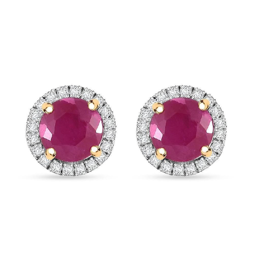 shop lc Certified & Appraised Luxoro 10K Yellow Gold AAA Montepuez Ruby Diamond (I2) (0.22 cts) Earrings 2.40 ctw