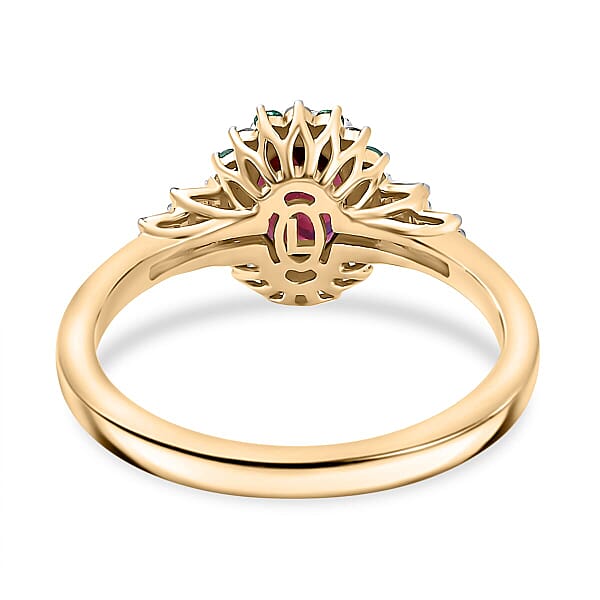 Shop Lc Certified & Appraised Luxoro 10K Yellow Gold AAA Radiant Amber Garnet AAAA Paraiba Tourmaline And Diamond (E-F I2) (0.23 Cts) Ring 1.76 Ctw
