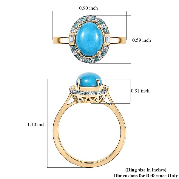Shop Lc Certified & Appraised Luxoro 10K Yellow Gold AAA Sleeping Beauty Turquoise AAAA Paraiba Tourmaline And Diamond (E-F I2) (0.13 Cts) Ring 2.81 Ctw