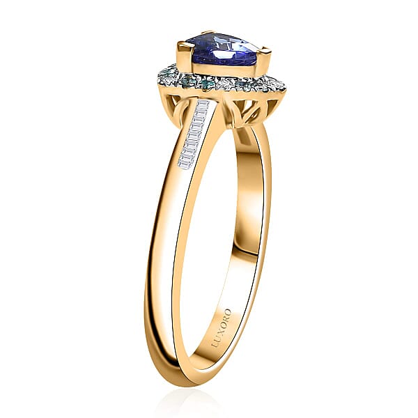 Shop Lc Certified & Appraised Luxoro 10K Yellow Gold AAA Tanzanite AAAA Paraiba Tourmaline And Diamond (E-F I2) (0.19 Cts) Ring With 1.10 Ctw