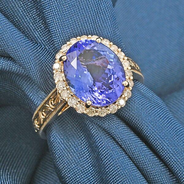 Shop Lc Certified & Appraised Luxoro 10K Yellow Gold AAA Tanzanite Diamond (I2) (0.33 Cts) Ring 5.05 Ctw