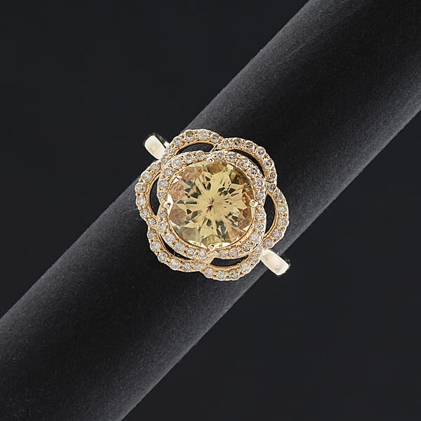 Shop Lc Certified & Appraised Luxoro 10K Yellow Gold Hanabi Cut AAA Turkizite Diamond (G-H I2) (0.41 Cts) Ring 3.50 Ctw