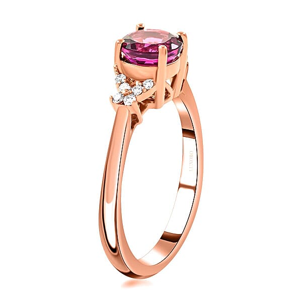 Shop Lc Certified & Appraised Luxoro 14K Rose Gold AAA Ouro Fino Rubellite And G-H I2 Diamond Ring 1.00 Ctw