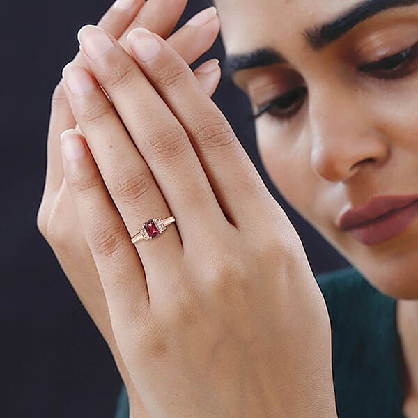 Shop Lc Certified & Appraised Luxoro 14K Rose Gold AAA Ouro Fino Rubellite And G-H I2 Diamond Ring 1.80 Ctw