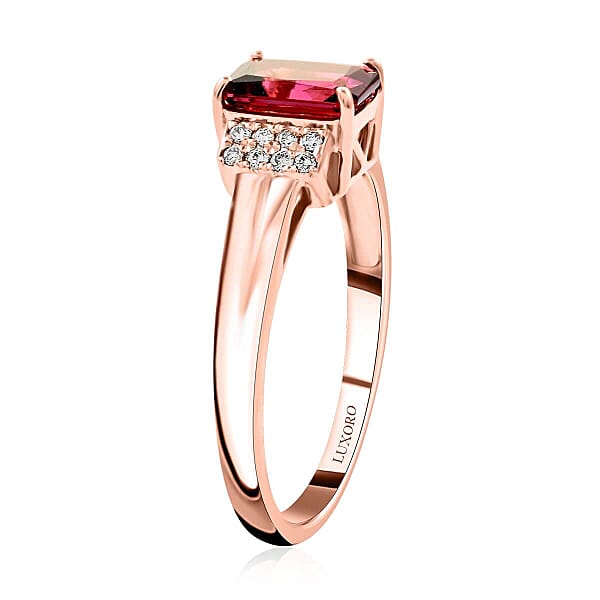 Shop Lc Certified & Appraised Luxoro 14K Rose Gold AAA Ouro Fino Rubellite And G-H I2 Diamond Ring 1.80 Ctw