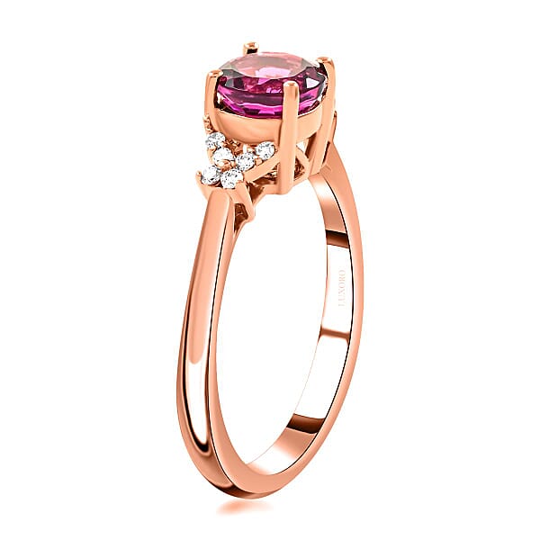 Shop Lc Certified & Appraised Luxoro 14K Rose Gold AAA Ouro Fino Rubellite And G-H I2 Diamond Ring 1.00 Ctw
