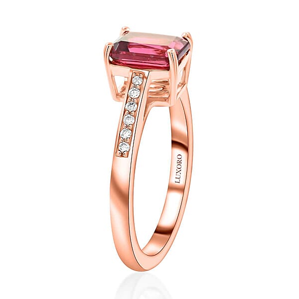 Shop Lc Certified & Appraised Luxoro 14K Rose Gold AAA Ouro Fino Rubellite And G-H I2 Diamond Ring 1.50 Ctw