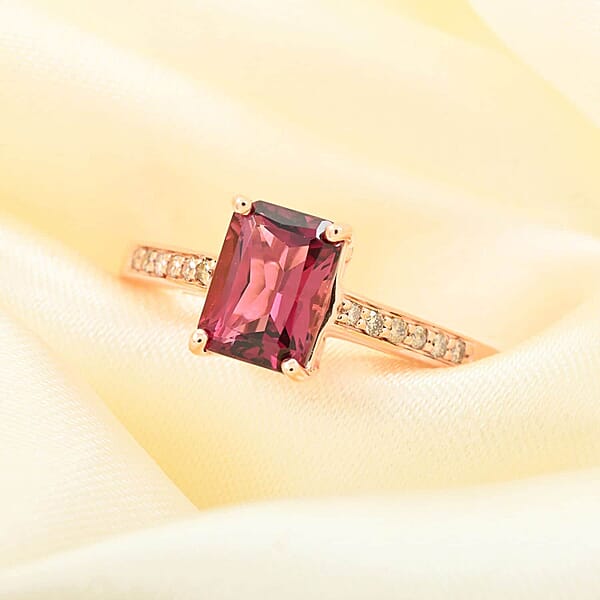 Shop Lc Certified & Appraised Luxoro 14K Rose Gold AAA Ouro Fino Rubellite And G-H I2 Diamond Ring 1.50 Ctw