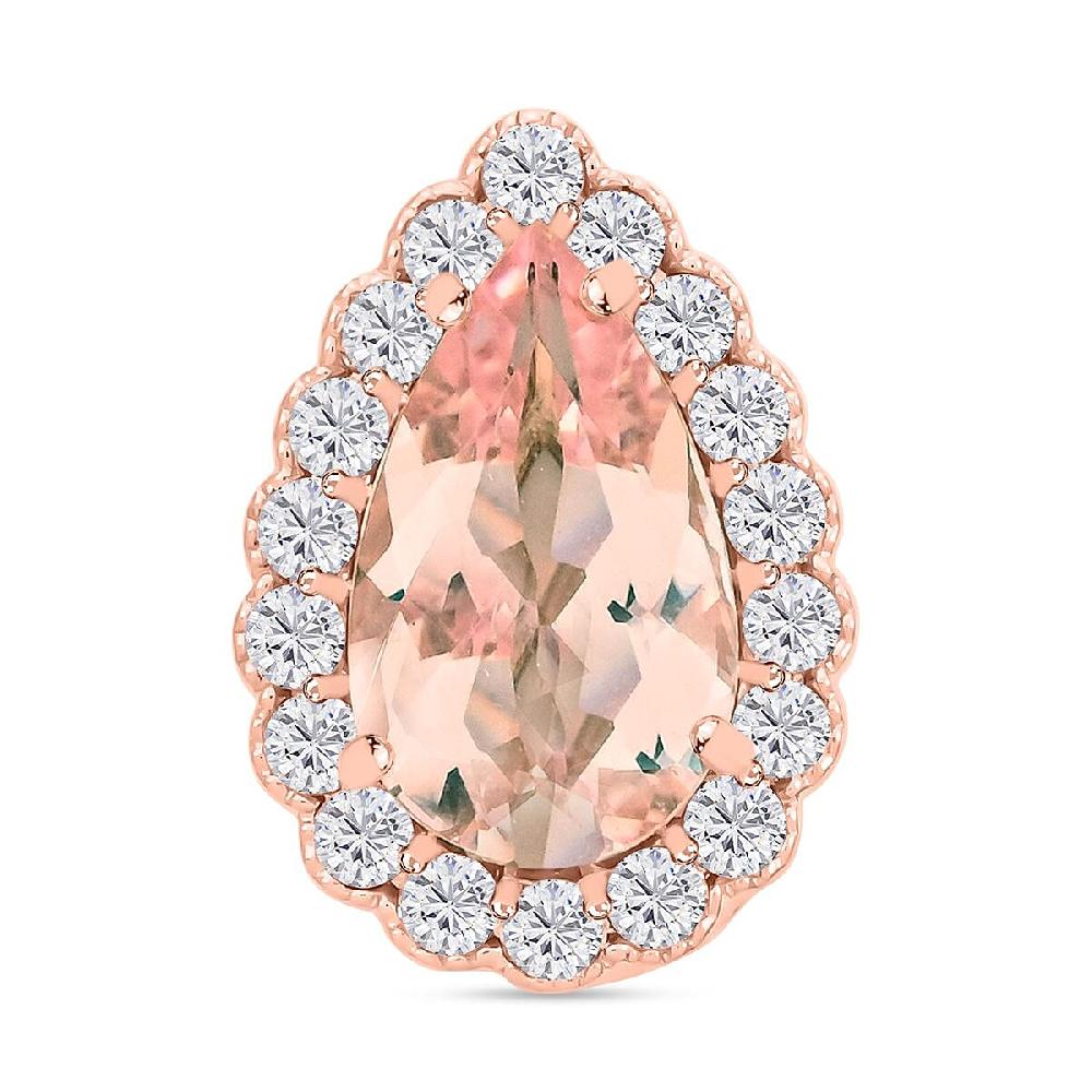 shop lc Certified & Appraised Luxoro 14K Rose Gold AAA Pink Morganite and G-H I2 Diamond Pendant without Chain 1.55 ctw