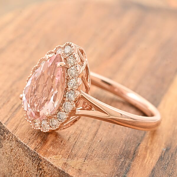 Shop Lc Certified & Appraised Luxoro 14K Rose Gold AAA Pink Morganite And G-H I2 Diamond Ring 1.50 Ctw