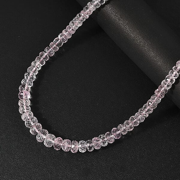 Shop Lc Certified & Appraised Luxoro 14K Rose Gold AAA Pink Morganite Beaded Necklace (18-20 Inches) 100.00 Ctw