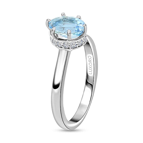 Shop Lc Certified & Appraised Luxoro 14K White Gold AAA Santa Maria Aquamarine And I2 Diamond Ring 1.25 Ctw