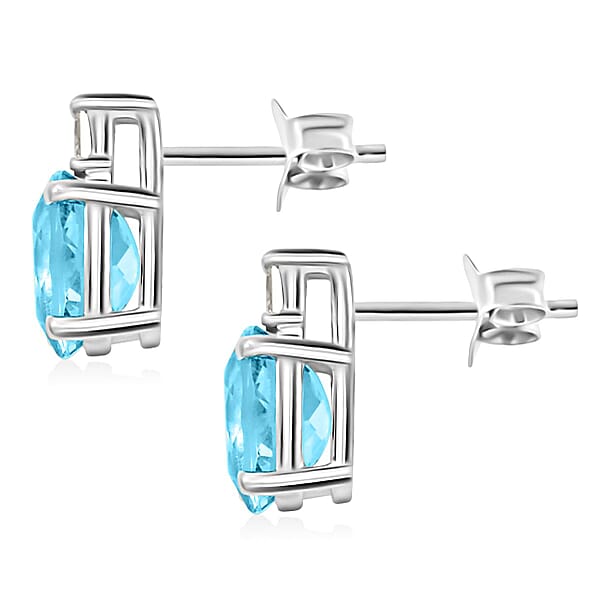 Shop Lc Certified & Appraised Luxoro 14K White Gold AAA Santa Maria Aquamarine And I2 Diamond Earrings 1.00 Ctw