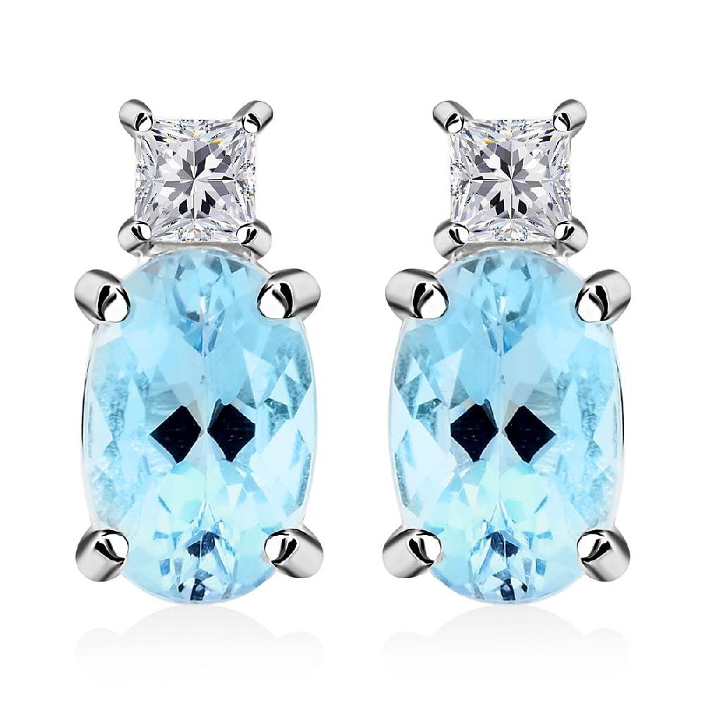 shop lc Certified & Appraised Luxoro 14K White Gold AAA Santa Maria Aquamarine and I2 Diamond Earrings 1.00 ctw
