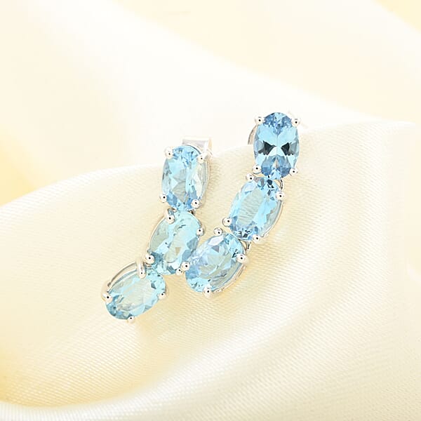 Shop Lc Certified & Appraised Luxoro 14K White Gold AAA Santa Maria Aquamarine Earrings 2.40 Ctw