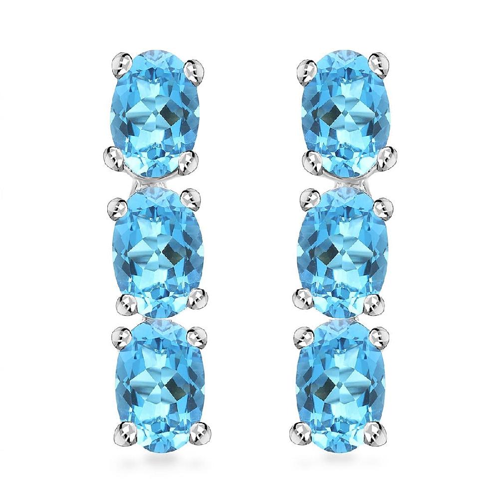 shop lc Certified & Appraised Luxoro 14K White Gold AAA Santa Maria Aquamarine Earrings 2.40 ctw