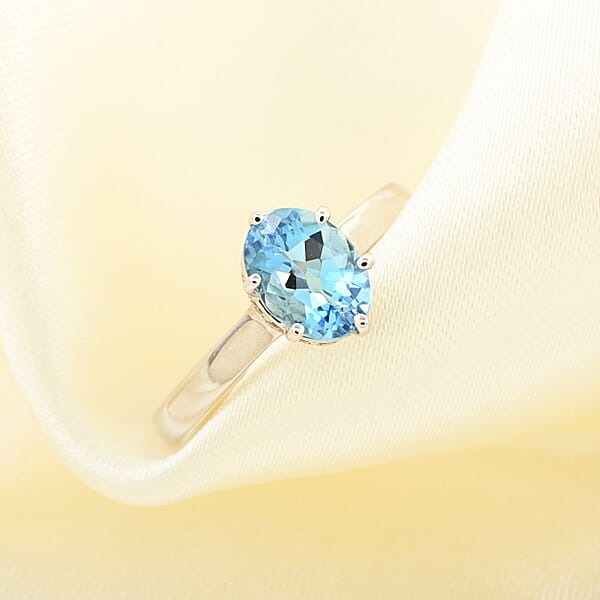 Shop Lc Certified & Appraised Luxoro 14K White Gold AAA Santa Maria Aquamarine Diamond (I2) (0.18 Cts) Ring 1.25 Ctw