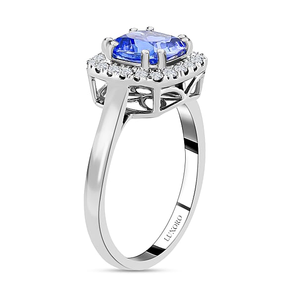 Shop Lc Certified & Appraised Luxoro 14K White Gold AAA Tanzanite Diamond Halo Ring Wedding Rings For Women Promise Rings 2.20 Ctw (Del. In 10-15 Days)