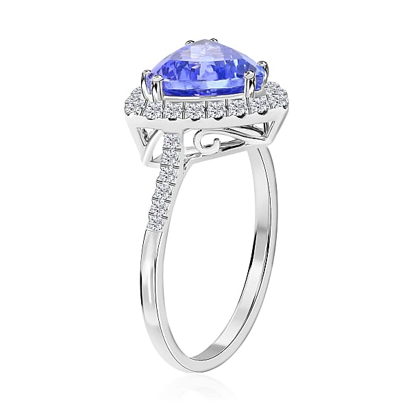 Shop Lc Certified & Appraised Luxoro 14K White Gold AAA Tanzanite And G-H I2 Diamond Ring 3.85 Grams 3.25 Ctw