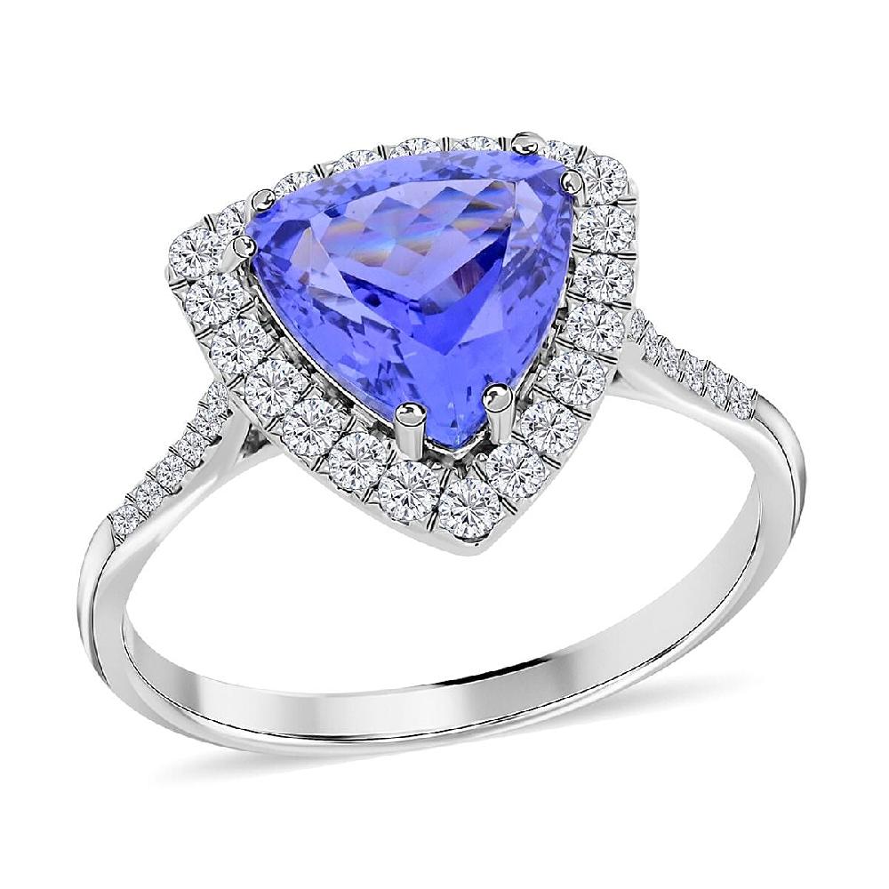 shop lc Certified & Appraised Luxoro 14K White Gold AAA Tanzanite and G-H I2 Diamond Ring 3.85 Grams 3.25 ctw