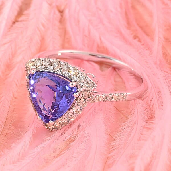 Shop Lc Certified & Appraised Luxoro 14K White Gold AAA Tanzanite And G-H I2 Diamond Ring 3.85 Grams 3.25 Ctw