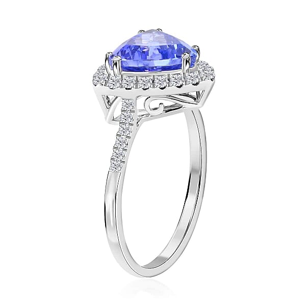 Shop Lc Certified & Appraised Luxoro 14K White Gold AAA Tanzanite And G-H I2 Diamond Ring 3.85 Grams 3.25 Ctw