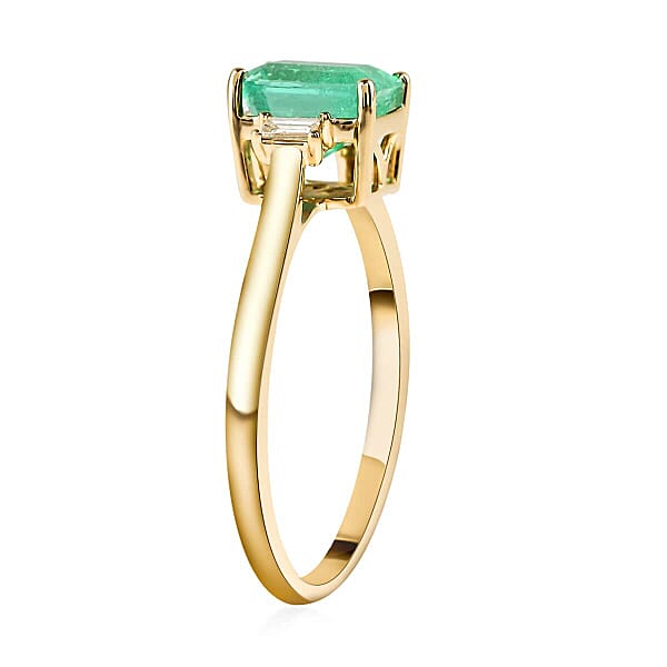Shop Lc Certified & Appraised Luxoro 14K Yellow Gold AAA Boyaca Colombian Emerald And G-H I2 Diamond Ring 1.20 Ctw