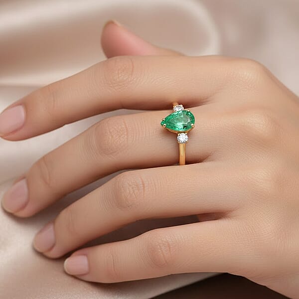 Shop Lc Certified & Appraised Luxoro 14K Yellow Gold AAA Boyaca Colombian Emerald And G-H I2 Diamond Ring 1.00 Ctw