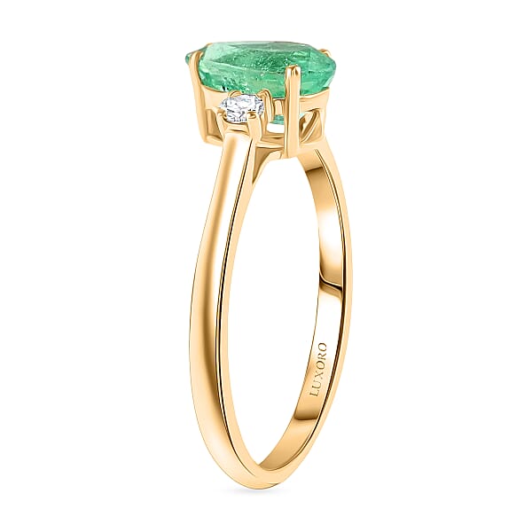 Shop Lc Certified & Appraised Luxoro 14K Yellow Gold AAA Boyaca Colombian Emerald And G-H I2 Diamond Ring 1.00 Ctw