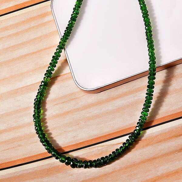 Shop Lc Certified & Appraised Luxoro 14K Yellow Gold AAA Chrome Diopside Beaded Necklace 18-20 Inches 70.00 Ctw