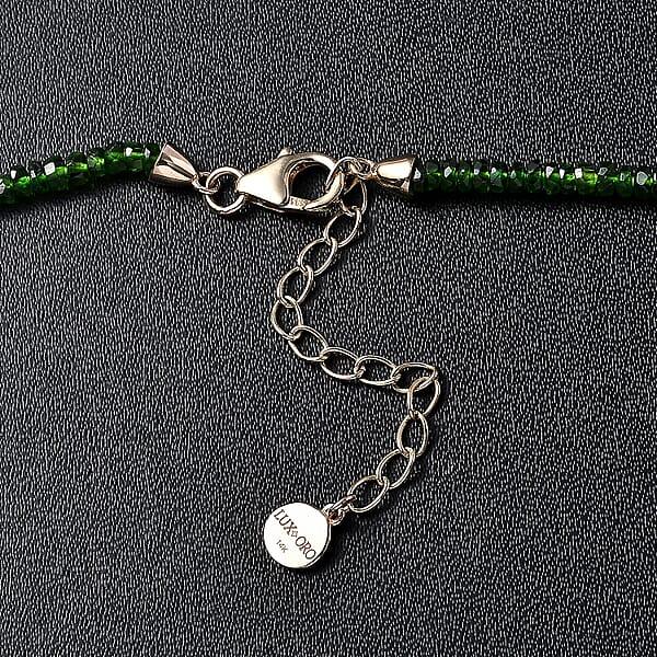 Shop Lc Certified & Appraised Luxoro 14K Yellow Gold AAA Chrome Diopside Beaded Necklace 18-20 Inches 70.00 Ctw