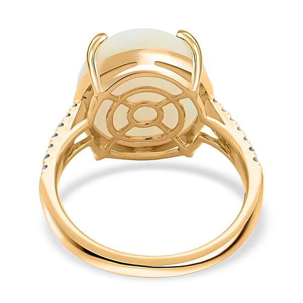 Shop Lc Certified & Appraised Luxoro 14K Yellow Gold AAA Ethiopian Welo Opal And G-H I2 White Diamond Ring 6.10 Ctw