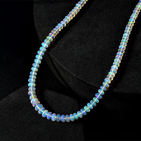 Shop Lc Certified & Appraised Luxoro 14K Yellow Gold AAA Ethiopian Welo Opal Beaded Graduated Necklace 18 Inches With 2 Inch Extender 65.00 Ctw