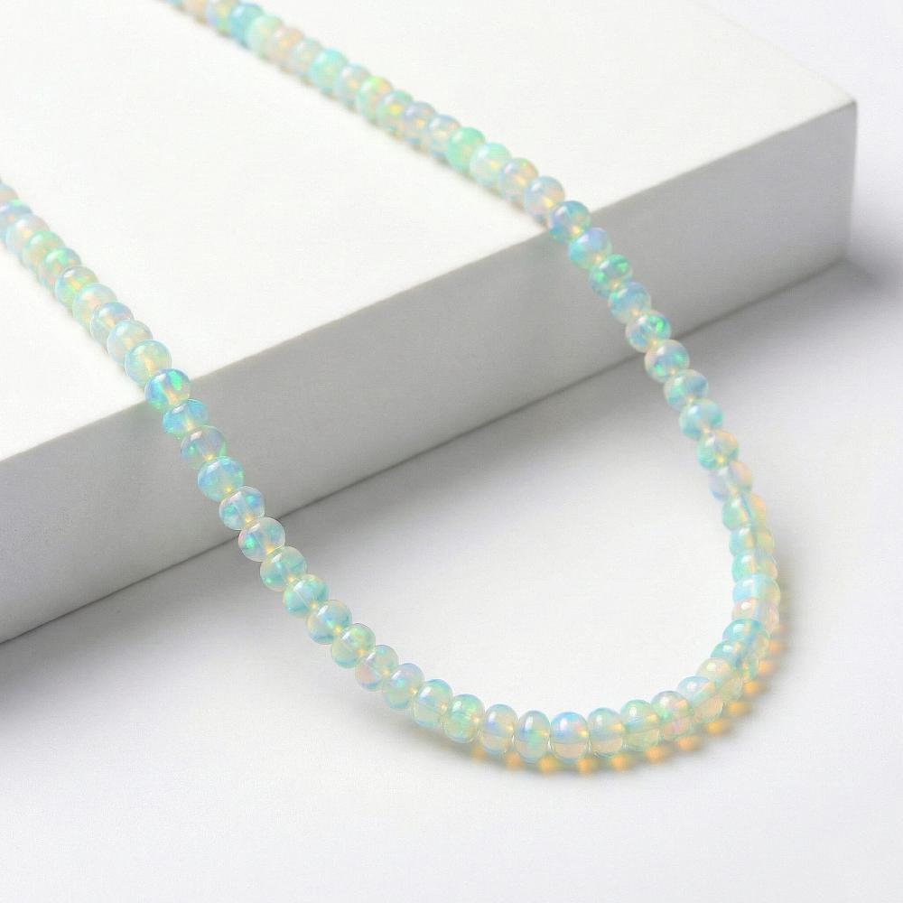 shop lc Certified & Appraised Luxoro 14K Yellow Gold AAA Ethiopian Welo Opal Beaded Graduated Necklace 18 Inches with 2 Inch Extender 65.00 ctw