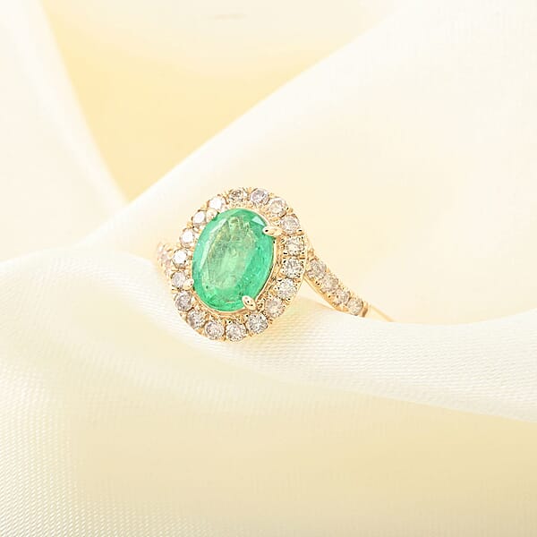 Shop Lc Certified & Appraised Luxoro 14K Yellow Gold AAA Ethiopian Emerald Diamond (I2) (0.40 Cts) Bypass Halo Ring 1.60 Ctw