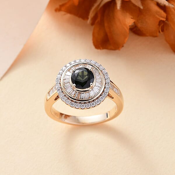 Shop Lc Certified & Appraised Luxoro 14K Yellow Gold AAA Green Sapphire Diamond (I2) (0.68 Cts) Ring (5.15 G) 1.97 Ctw