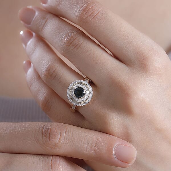 Shop Lc Certified & Appraised Luxoro 14K Yellow Gold AAA Green Sapphire Diamond (I2) (0.68 Cts) Ring (5.15 G) 1.97 Ctw