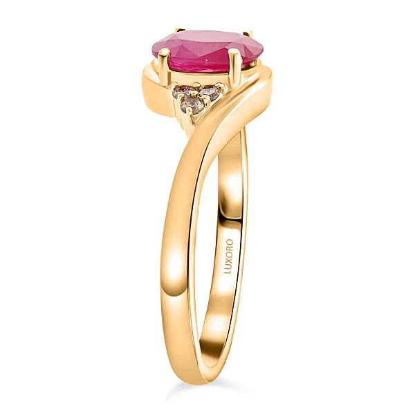 Shop Lc Certified & Appraised Luxoro 14K Yellow Gold AAA Montepuez Ruby And G-H I2 Diamond Ring 4.15 Grams 1.65 Ctw