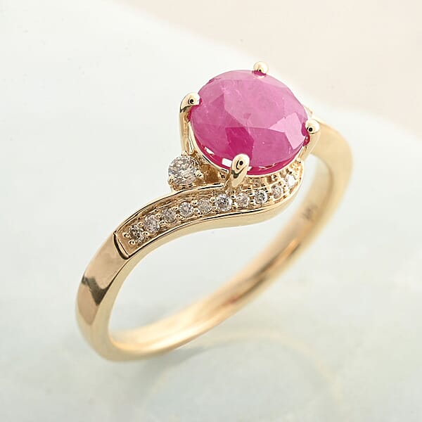 Shop Lc Certified & Appraised Luxoro 14K Yellow Gold AAA Montepuez Ruby And I2 Diamond Ring 1.80 Ctw