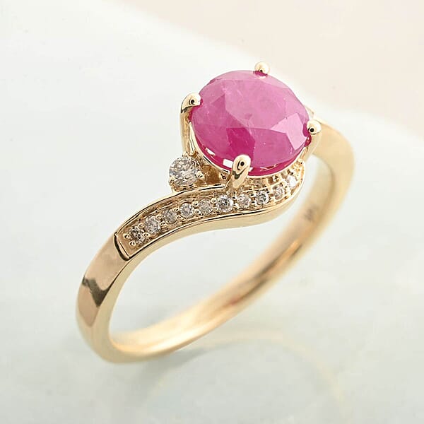 Shop Lc Certified & Appraised Luxoro 14K Yellow Gold AAA Mozambique Ruby And I2 Diamond Ring 1.80 Ctw
