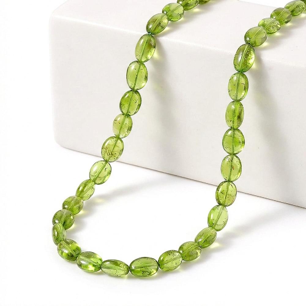 shop lc Certified & Appraised Luxoro 14K Yellow Gold AAA Peridot Beaded Graduated Necklace 18 Inches with 2 Inch Extender 130.00 ctw
