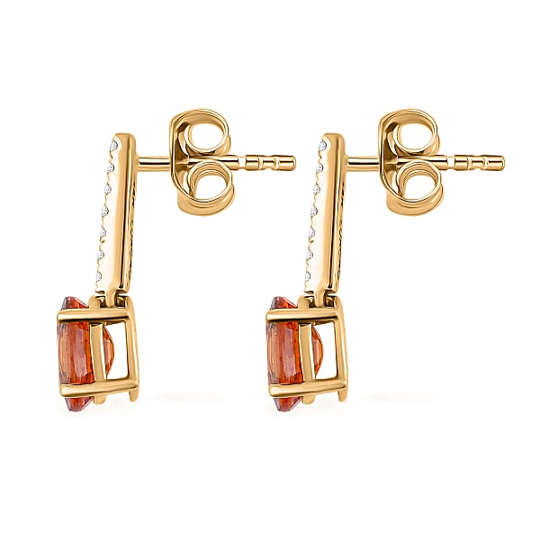 Shop Lc Certified & Appraised Luxoro 14K Yellow Gold AAA Songea Sapphire And I2 Diamond Earrings 2.15 Ctw
