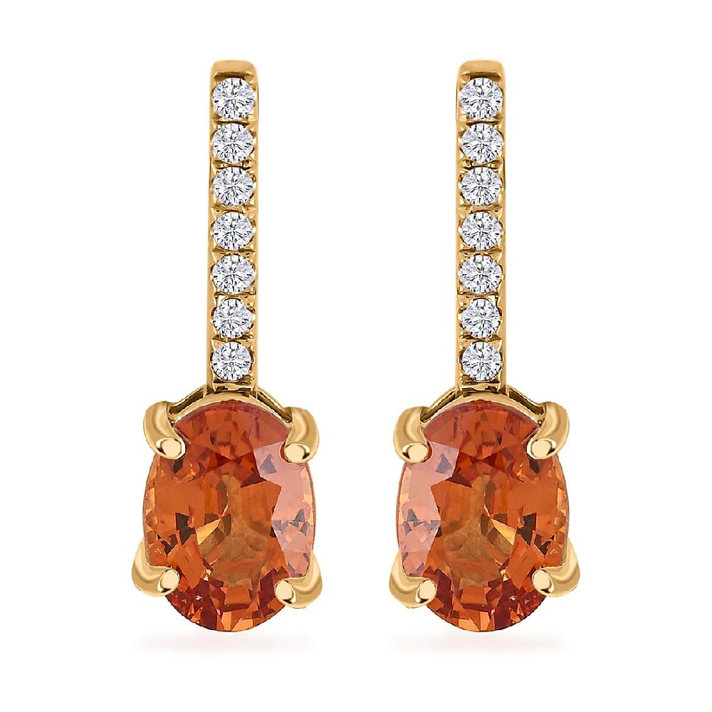 shop lc Certified & Appraised Luxoro 14K Yellow Gold AAA Songea Sapphire and I2 Diamond Earrings 2.15 ctw