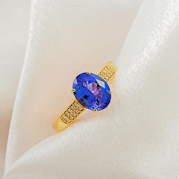 Shop Lc Certified & Appraised Luxoro 14K Yellow Gold AAA Tanzanite And G-H I2 Diamond Ring 3.00 Ctw